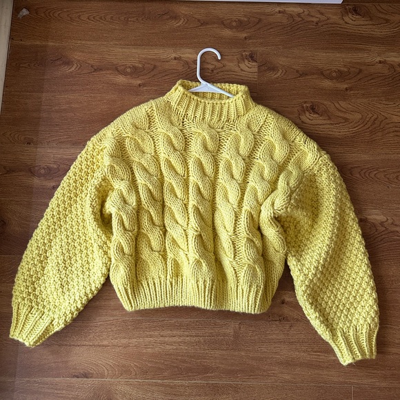 Zara Yellow Cable-knit Sweater - Picture 1 of 4